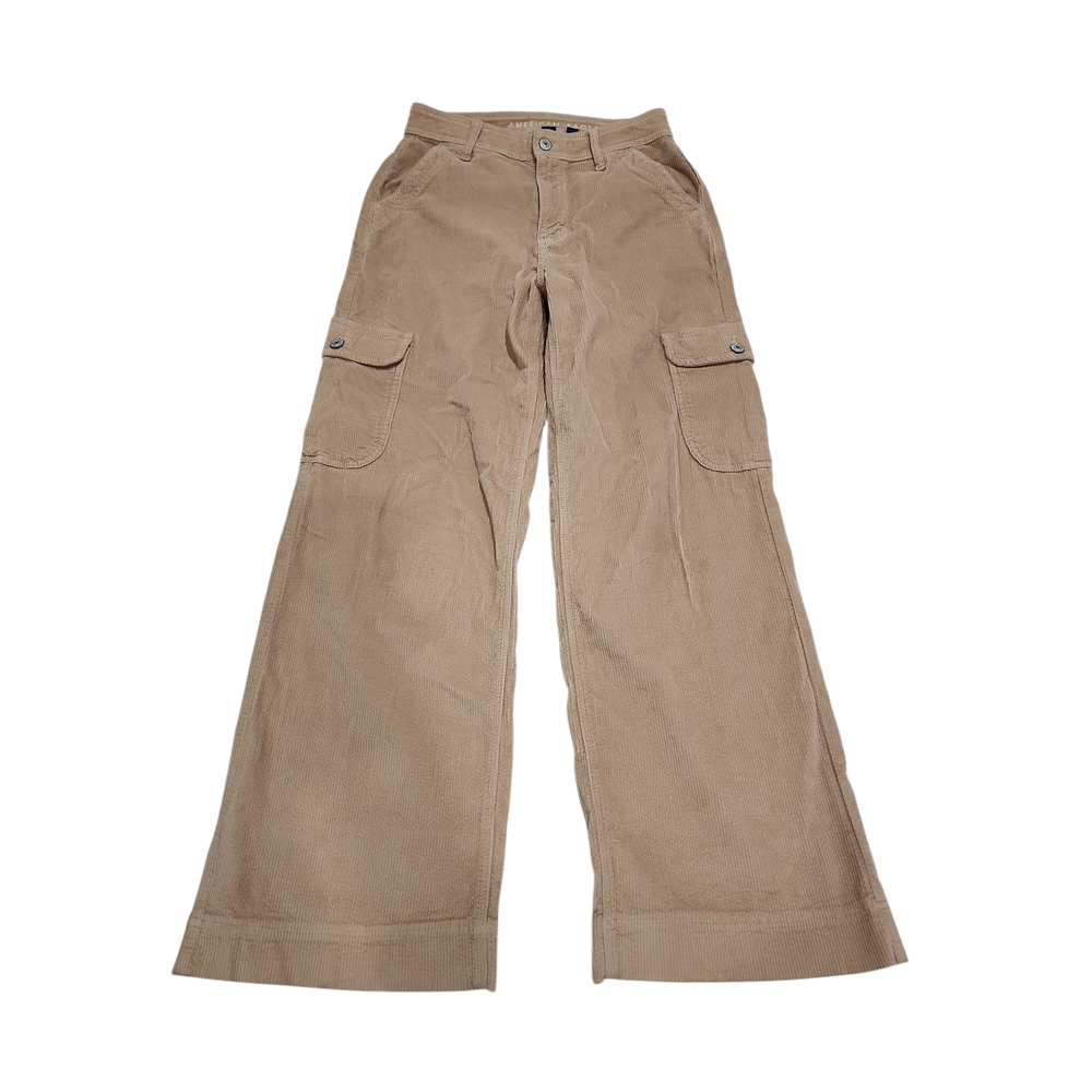 EUC American Eagle Outfitters Tan Wide-Leg Cargo Corduroy Pants
